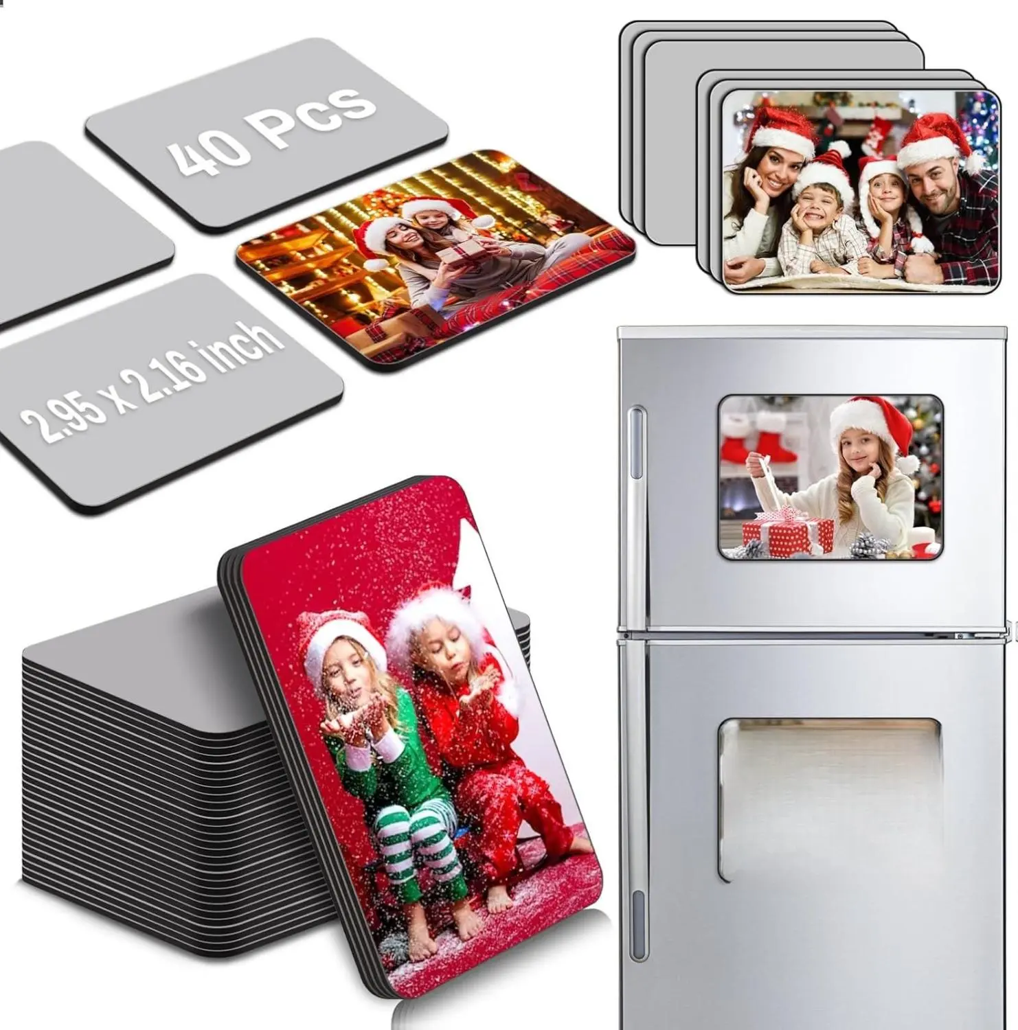Lucomb 40 PCS Sublimation Magnets, 5.5x7.5 CM Personalized Fridge Refrigerator Magnets, Magnetic Sticker Blanks for DIY Kitchen, Microwave, Office, Wall, Door Decorative