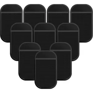 Dashboard Non Slip Mat, Anti-Slide Sticky Gel Dashboard Pad 5.5 x 3 Inch Multi Sticky Mat for Radar Detector, Cell Phone, , Mirrors, GPS,  (10 Pack Black)