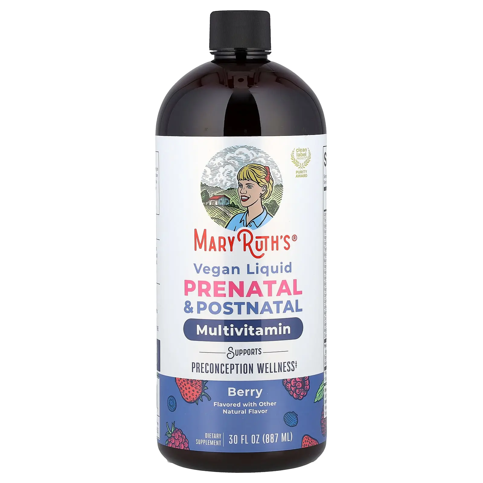 MaryRuth's Vegan Liquid Prenatal & Postnatal Multivitamin, Berry, 30 fl oz (887 ml)