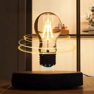 Magnetic Levitating Edison Bulb | 360° Spinning Wireless Power Desk Lamp | Newton Defying Gift