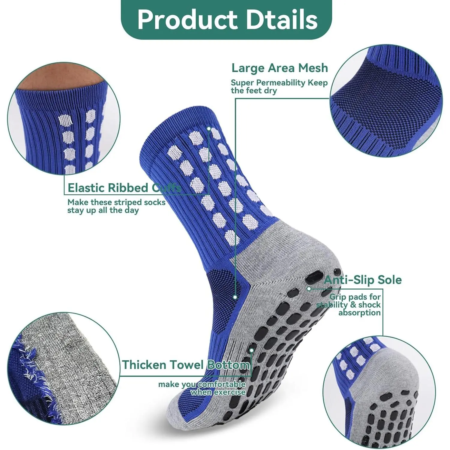2/4/6 Pairs Men's Women's Soccer Football Baseball Socks with Grip Pads - Non Slip Athletic Sports Socks for Training Match Performance Comfortable Breathable Moisture Wicking Cushioned Ankle Socks Perfect for Running Gym Workout Outdoor Activities 2/4/6 Pairs Men's Women's Soccer Football Baseball Socks with Grip Pads - Non Slip Athletic Sports Socks for Training Match Performance Comfortable Breathable Moisture Wicking Cushioned Ankle Socks Perfect for Running Gym Workout Outdoor Activities