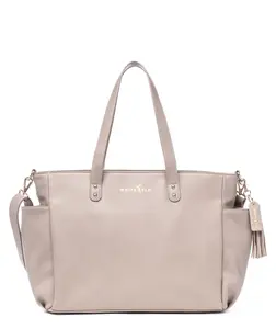 White Elm Aquila Tote Bag - Taupe, Double Handles, Top Handle, Zipper Closure, Versatile Design