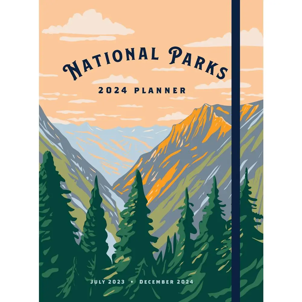 Used Planner Notebook - 2024 National Parks Themed, July 2023 to December 2024 Monthly Weekly Planner with Calendar Design, Elastic Band, Full Page Layout, Work Schedule Functionality, Hardcover by Editors of Rock Point