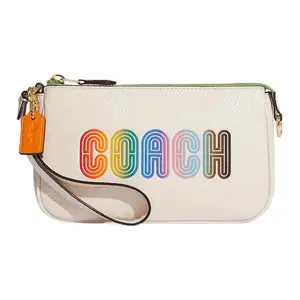 Coach Nolita 19 Small Leather Bag with Rainbow Logo Print in White for Women
