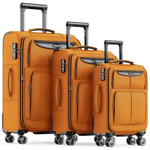 SHOWKOO Softside Luggage Sets 3-piece(20in/24in/28in) Expandable with Double Spinner Wheels TSA Lock Lightweight Durable Carry On Suitcase Sets  for Business,School,Travel