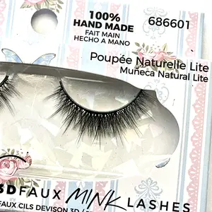 ioni 3D Faux Mink Lashes Natural Lite Doll Reusable Lightweight Soft Black Band Strip Lash for Eyelashes, Makeup, and More Cosmetic