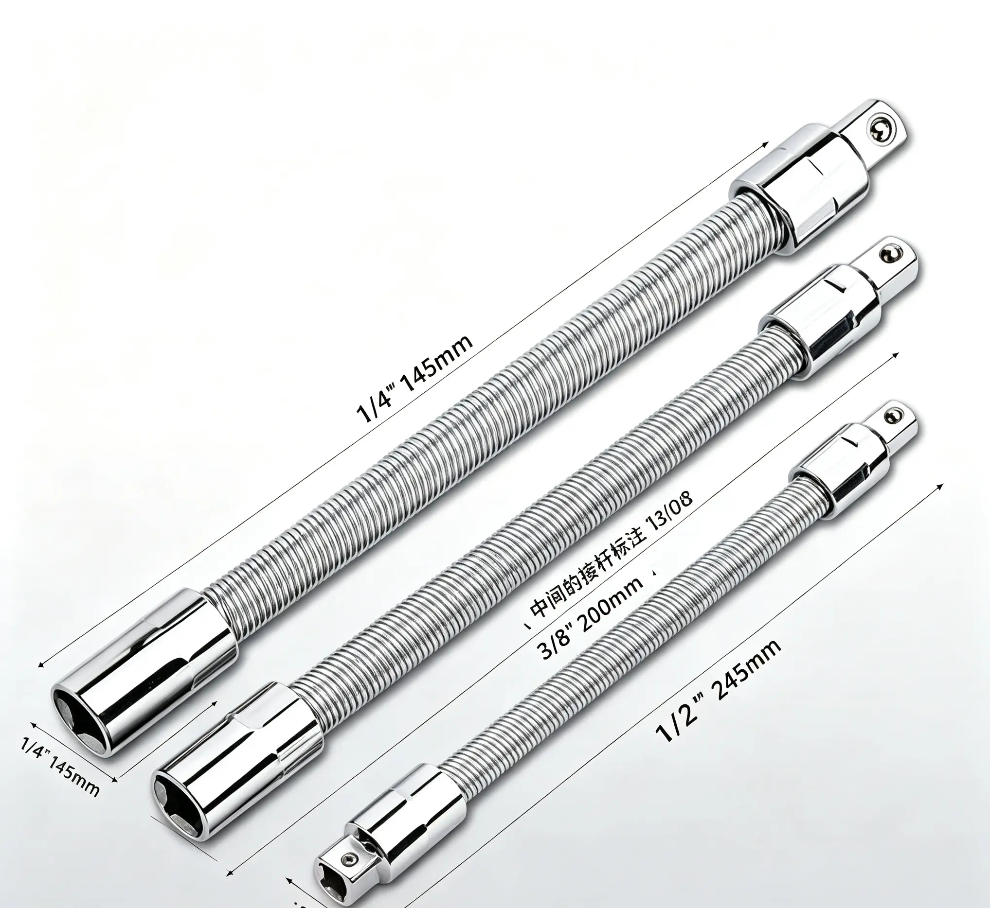 1/2 Inch Adjustable Socket Wrench Set, 3 Bendable Flexible Extension Shafts, Wrench Extender Adapter, Heavy-Duty Mechanic Hand Tools for Tight Space, Automotive & Household Maintenance, Practical Father’s Day Present for Men multifunctional
