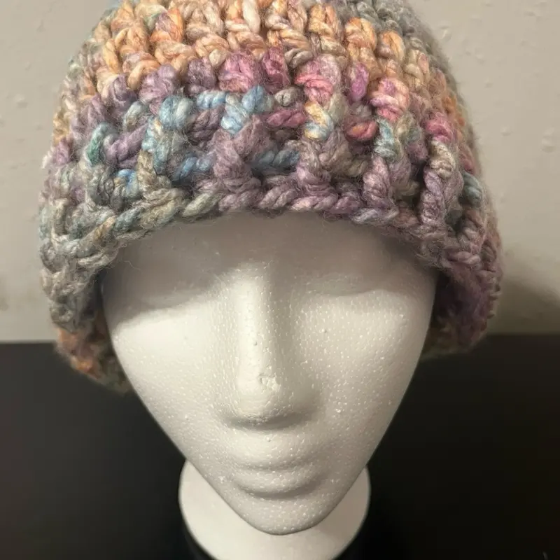 Chunky Sunset Beanie - Multicolor Crochet Hat for Cozy Winter Days