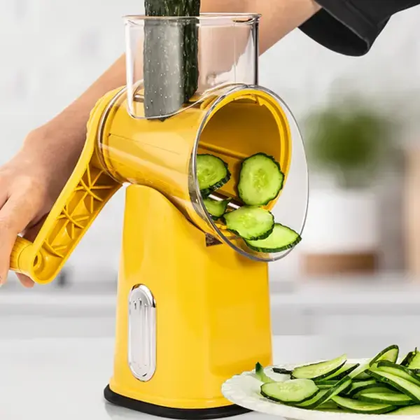 SUSTEAS Rotary Cheese Grater – 5-Blade Vegetable Shredder & Mandoline Slicer with Handle & Strong Suction Base – Effortless Food Chopper for Kitchen cheese grater