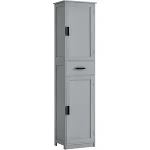 【Limited time deal】BA-CZW 67" Tall Bathroom Cabinet, Storage Cabinet with 4 Shelves & 2 Doors, Narrow Storage Cabinet for Bathroom, Living Room, Home Office, Greige
