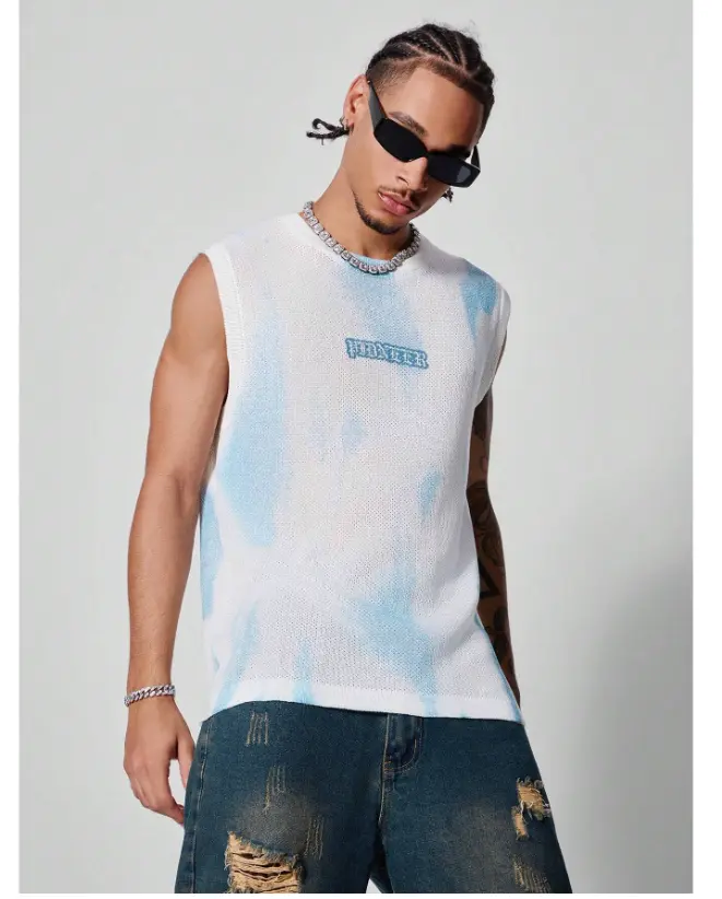 PAVTROS Manfinity Streetrush Men Letter Pattern Sweater Vest For Summer