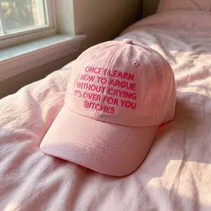 Embroidered Funny Quote Hat, Pink Aesthetic Cap, Sassy Statement Hat, Cute Trendy Baseball Cap, Viral TikTok Hat, Gift for Bestie, Gen Z Humor Hat, Streetwear Accessories, Adjustable Cotton Cap, Bold Attitude Hat