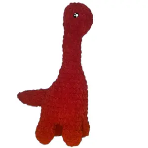 Large red crochet plush Dino made with super bulky yarn