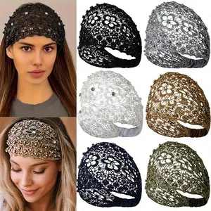 4/6Pcs Vintage Ethnic Floral Bead Lace Headband with Wide Edges, Fashionable Hair Accessories, Bohemian Casual Hair Accessories, Suitable for Various Occasions, headbands for women,grad cap headbands