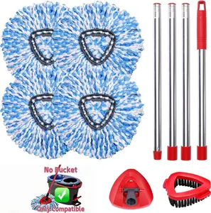 Spin Mop Head Replacement & Shower Floor Scrubber，Compatible with Ocedar RinseClean 2 Tank Mop System,Microfiber Mop Refill Heads for Cleaning All Hard-surfaced Floor