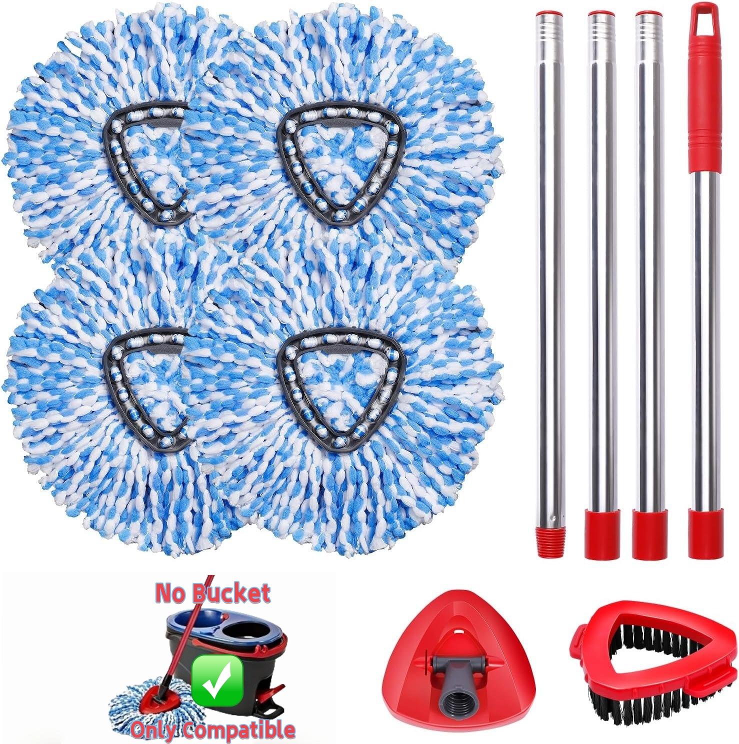 Spin Mop Head Replacement & Shower Floor Scrubber,Compatible with Ocedar RinseClean 2 Tank Mop System,Microfiber Mop Ref