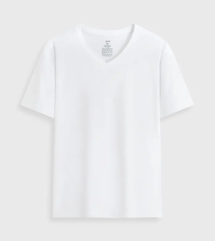 Women's V-Neck Solid T-Shirt - Plain White Premium Soft Cotton Tee, Casual Lightweight Short Sleeve Undershirt Everyday Basic Top
