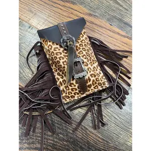 Leopard Cowhide Rear Cinch Saddle Bag
