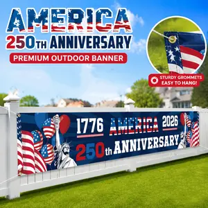 250th Anniversary American Banner Flag, 4th of July Decorations,1776-2026 USA 250th Birthday Premium Banner with Grommets, Decorations for Outdoor, Indoor, Yard, Garden, Porch