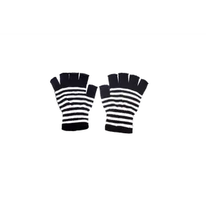 VampireFreaks Striped Fingerless Gloves Black and White - Super Soft Unisex One Size Fits Most Stretchy Ribbed Cuff 100% Knitted Acrylic