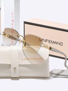 Linfemand Luxury Frameless Gradient High Quality Sunglasses Uv400 Unisex, Unique Metal Craft Decorative Legs, Summer Party Dancewear Gift, Trendy Sun Glasses