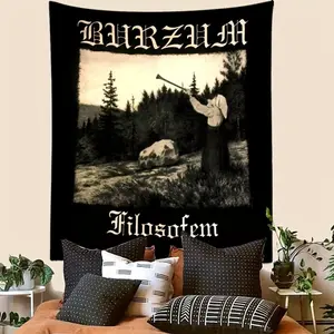 1pc Filosofem Burzum Band Rock Music Tapestry, Black Metal Wall Hanging, Polyester 100, Peach Skin Velvet, Indoor Portrait Orientation, Woven, Ideal for Dormitory, Bedroom, Home Decor, Concert Banner, Holiday Gift