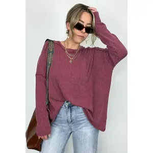 Amirah Rib Knit Long Sleeve Stitch Top