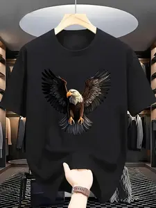 Men'S Business Casual T-Shirt - Formal & Everyday Shirt with Eagle Graphic, Machine Washable All-Season Comfort Fit Round Neck Tee for Office, Meetings, Outings - Minimalist Professional Attire