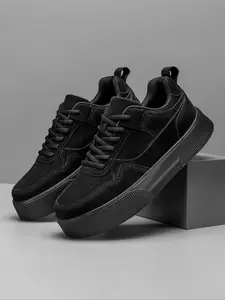 Men's Trendy Comfortable Sports Sneaker Shoes, Fashion Versatile Solid Color Low Top Flat Men's Shoes, Street Style Cool Simple Skateboard Shoes, Low Top Sneakers