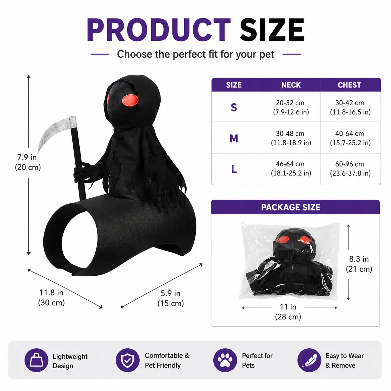 Funny Grim Reaper Rider Dog Costume, Adjustable Halloween Pet Costume for Dogs & Cats, Spooky Riding Cosplay Outfit, Lightweight Pet Party Dress Up for Small Medium Large Dogs, Halloween Photos & Costume Parties