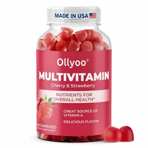 Ollyoo Multivitamin Gummies for Men & Women, Boost Energy, Glow Skin, Hair, Supports Overall Health, Cherry & Strawberry Flavor, Made in USA, 60 Count
