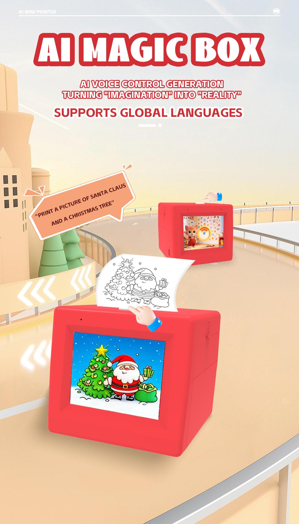 AI Voice Smart Sticker Machine - Portable Inkless Printer for Creative Minds | Transforming Voice to Art & Drawing Illustrations | Ultimate Tool for Sketching, Journaling & Imaginative Expression