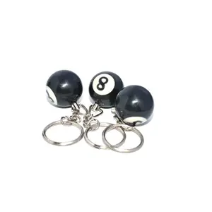 Fashion Creative Billiard Pool Keychain Table Ball Key Ring Lucky Black NO.8 Key Chain 32mm Resin Ball Jewelry Gift Wholesale