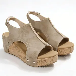 Vintage-Inspired Women's Platform Wedge Sandals - Fish Mouth Design, Adjustable Strap & Ultra-Comfortable Thick Sole