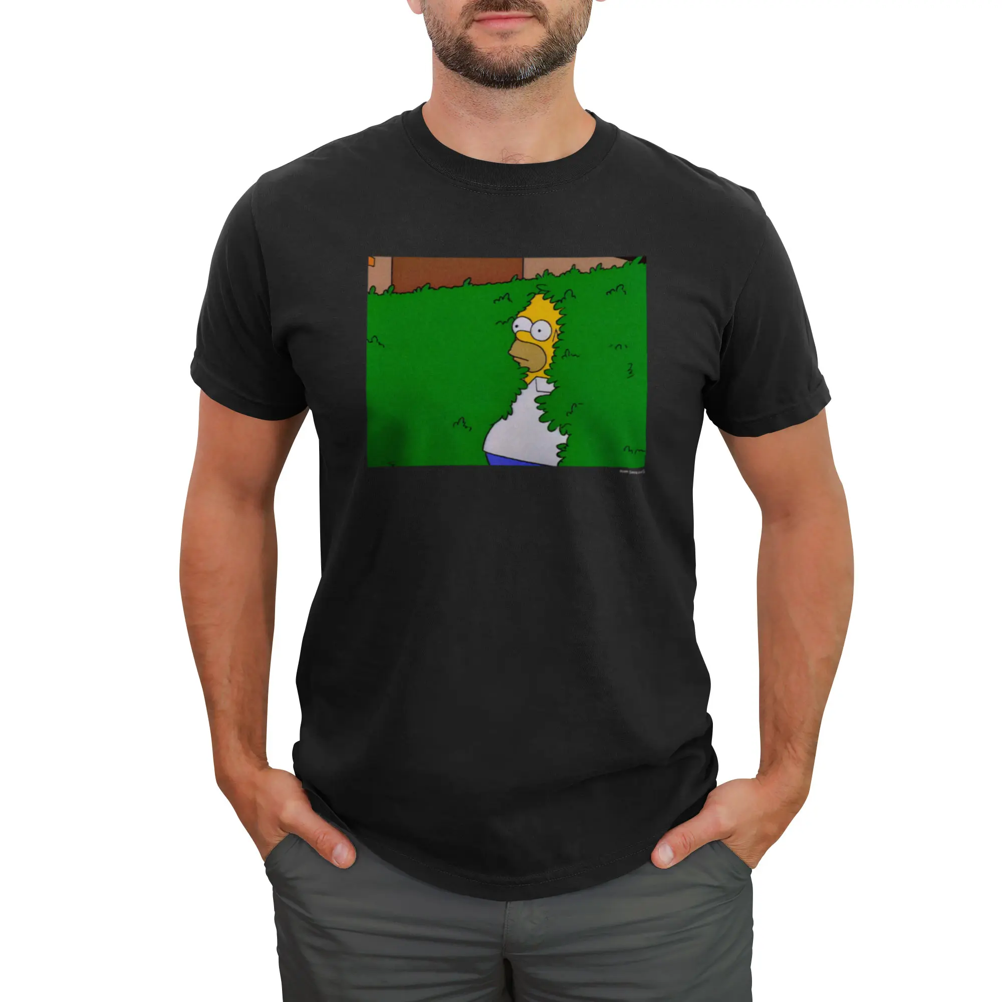 Men's The Simpsons Homer Disappearing into the Bush, Nothing to See here T-Shirt