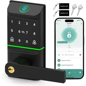 Lock Keyless Entry, 6-in-1 Biometric Deadbolt w/Fingerprint, Keypad, IC Card, APP, Key, Type-C , IP565 Weatherproof, , Doorbell & Auto-Lock for Front Door