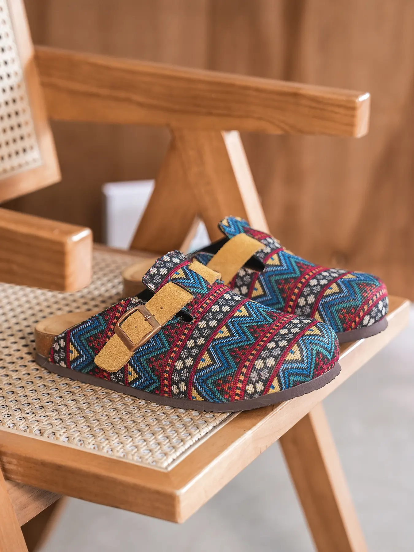 Unisex Boho Style Slip-On Sandals, Comfortable Walking & Hiking Shoes, Durable Design for All Seasons, Fashion Casual Footwear