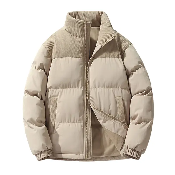 Men's Outdoor Two-Tone Quilted Cotton Jacket — Stand Collar Design, Durable & Highly Warm, Suitable for Cold Winter Days