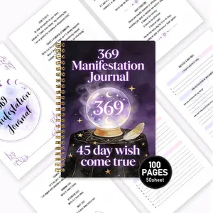 369 Diary | Purple Amethyst Crystal Ball Manifestation Manual, Guided Writing Exercises + Daily Gratitude Tips + Emotion Management Pages, an Attraction Law tool specifically designed for women, 100 pages of high-quality paper, activates subconscious ener