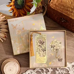 Vintage Butterfly Bookmarks Set with Metal Chain, Birthday Christmas Gift, Planner Accessories, Suitable for Men Women Readers
