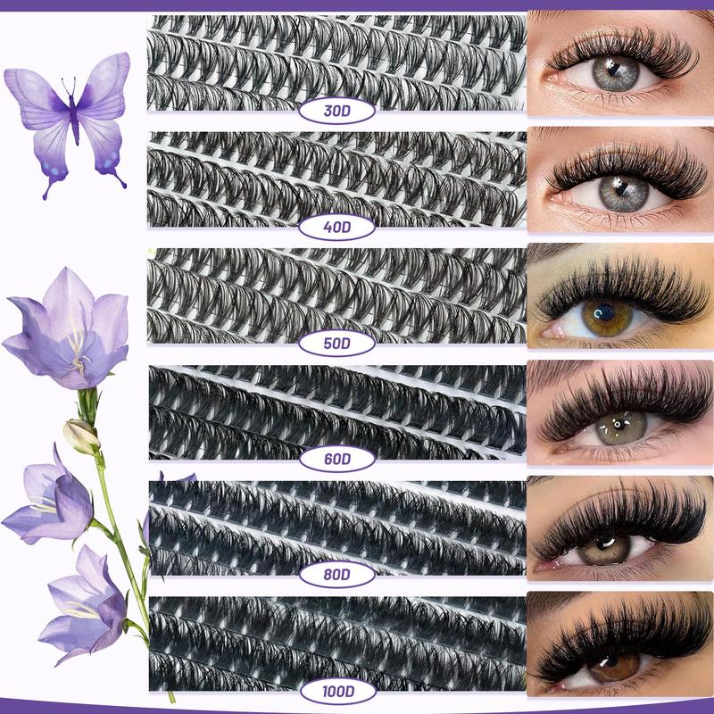 Mixed-Length False Eyelashes Eyelash Extensions Kit with Bond & Seal, Remover, Tweezers & Eyelash Curler, 1 Box Natural-Look, Self-Grafting Eyelash Clusters #TOP PICKS