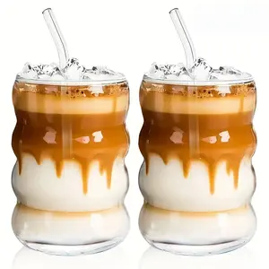 Exquisite High Borosilicate Caterpillar Glass Cup, Heat and Cold Resistant, Breakfast Milk Cup, Juice Cup, Milkshake Cup, Cocktail Glass, Sake Cup
