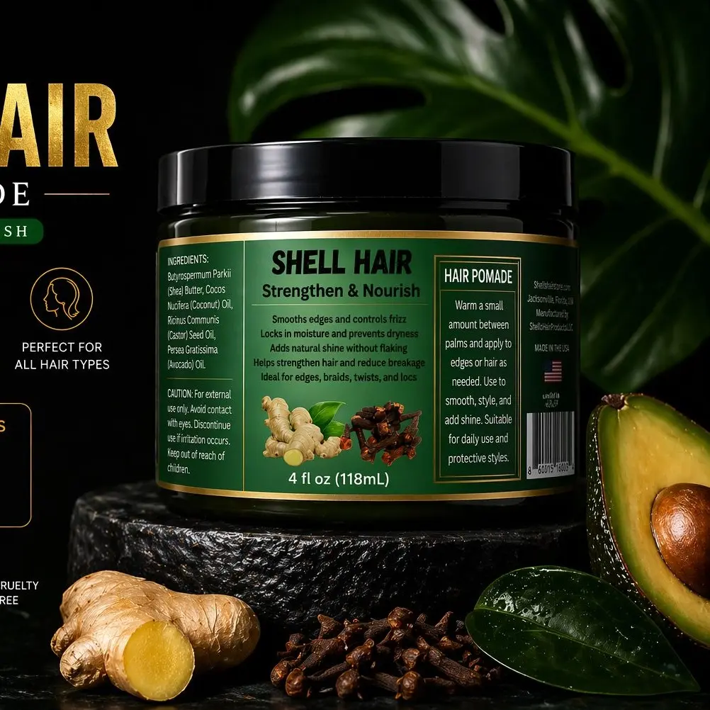 Shell Hair Pomade, Gentle Haircare Moisturizer - 4 oz, Frizz Control, Hydrating Hair Treatment