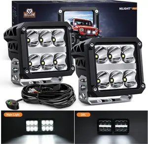 Nilight 4 Inch Square LED Pod Lights with DRL 60W 6487LM 10°Super Spot Light 16AWG Wiring Harness Kit for Auxiliary Offroad LED Driving Work Lights for Truck UTV ATV SUV 4x4 Jeep dealsforyoudays, Led Lights Car, 60W Power Output
