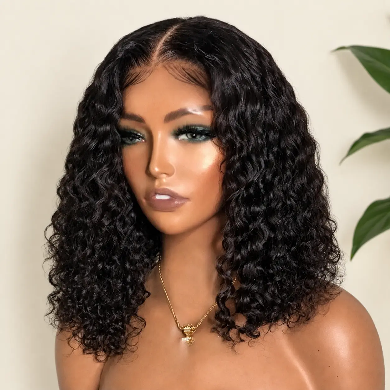 UNIKY Women's Human Brazilian Hair Glueless Lace Closure Wig, 6x4/7x6 Lace Hairline, 180% Density Deep Wave Bob, Anti-Tangle, Adjustable, Pre-Plucked Natural Hairline, Wet and Wave, Ready-To-Wear Summer Wig