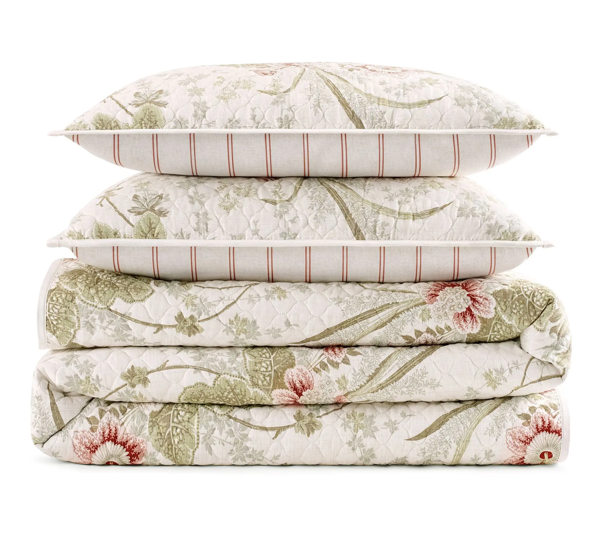 Waverly Stonington 3PC 100% Cotton Quilt Set - King Ivory