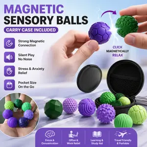 Aura Magnetic Fidget Balls Sensory Toy, 4 or 8 Counts Soft Squishy Silicone Sensory Stress Relief Toy, Quiet Executive Desk Fidget Toys for Office, Fun Textures Roller Travel Toys Gift