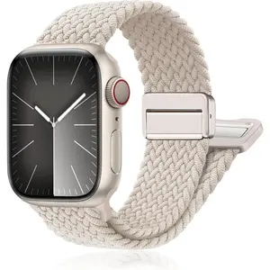 Magnetic Braided Elastic Loop - Fit for Apple Watch Series 11/SE 3/Ultra 3 42mm-49mm - Elastic Nylon Fabric Strap for iWatch