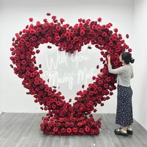Luxury artificial flower arch for wedding ceremony backdrop, romantic proposal setup, engagement, bridal shower, baby shower, birthday party, proposal, reception entrance decoration, realistic faux rose hydrangea arrangement