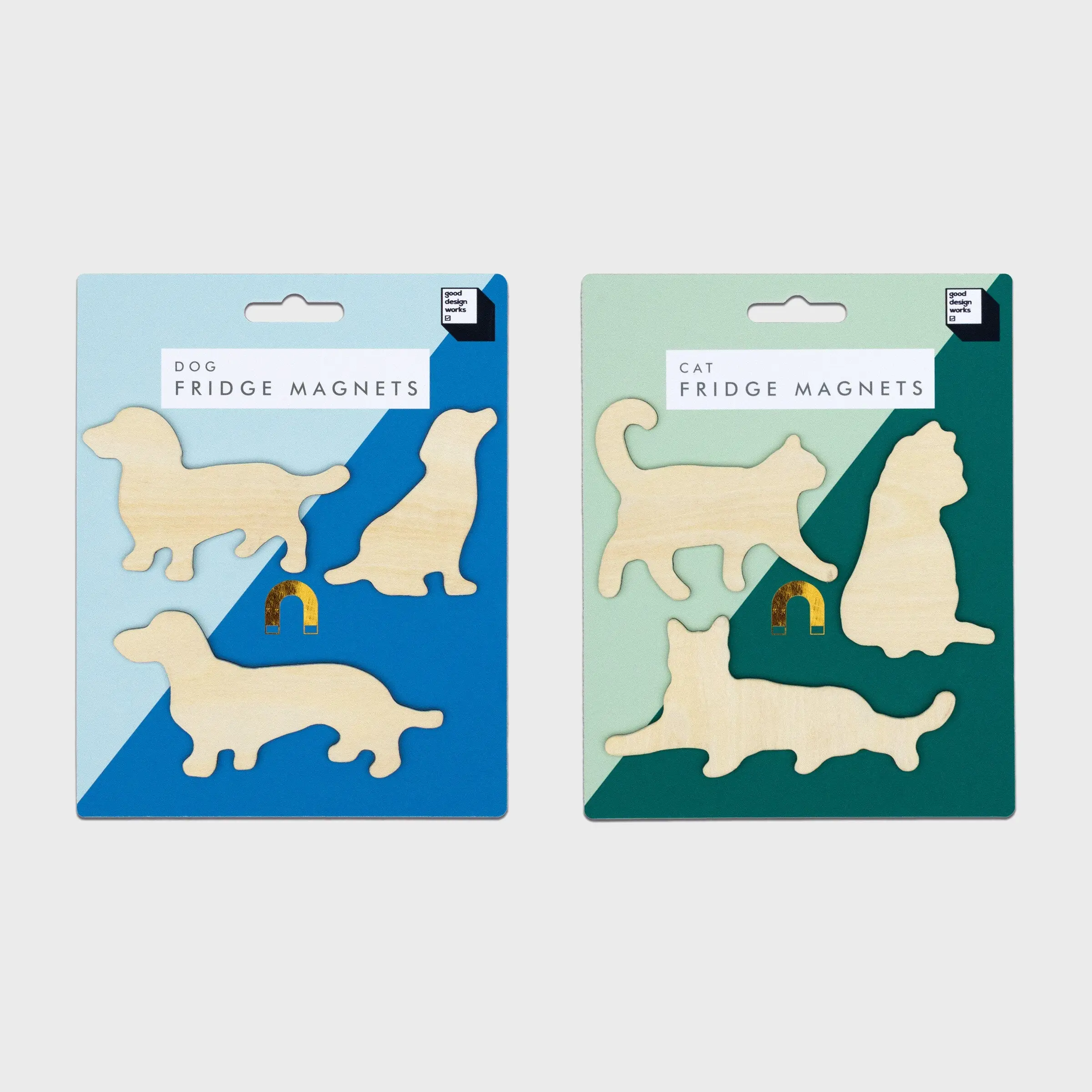 Suck UK Cat & Dog Magnets Set of 3 - Wooden Pet Fridge Magnets - Cute Animal Magnets - Cat Dog Silhouette Magnets - Kitchen Decor Magnets